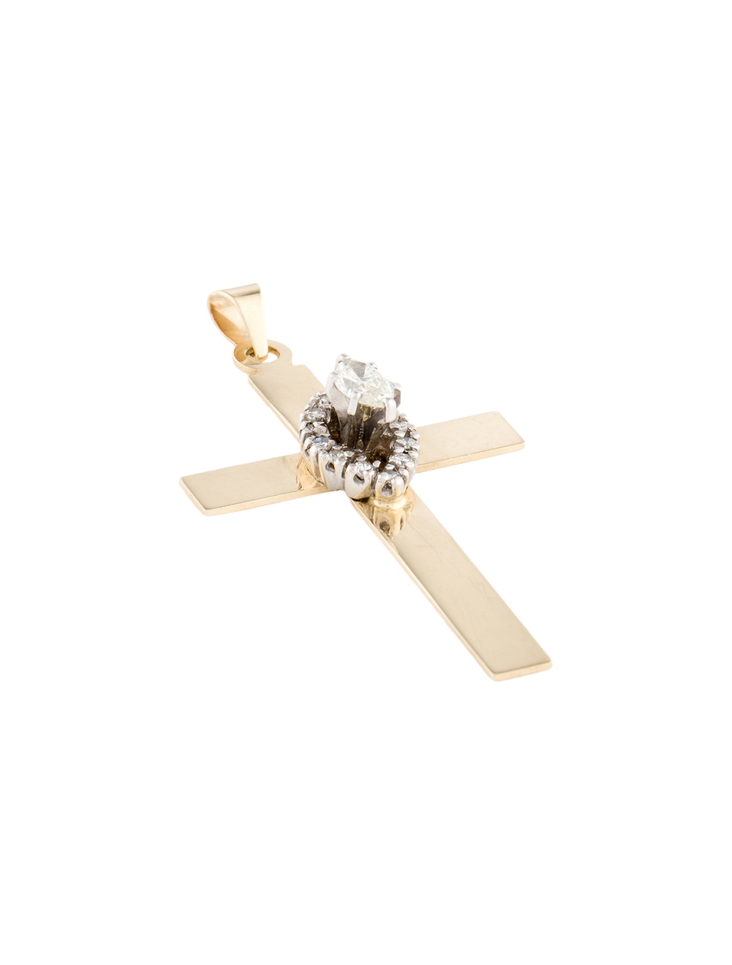 Charm 14K Diamond Cross Pendant